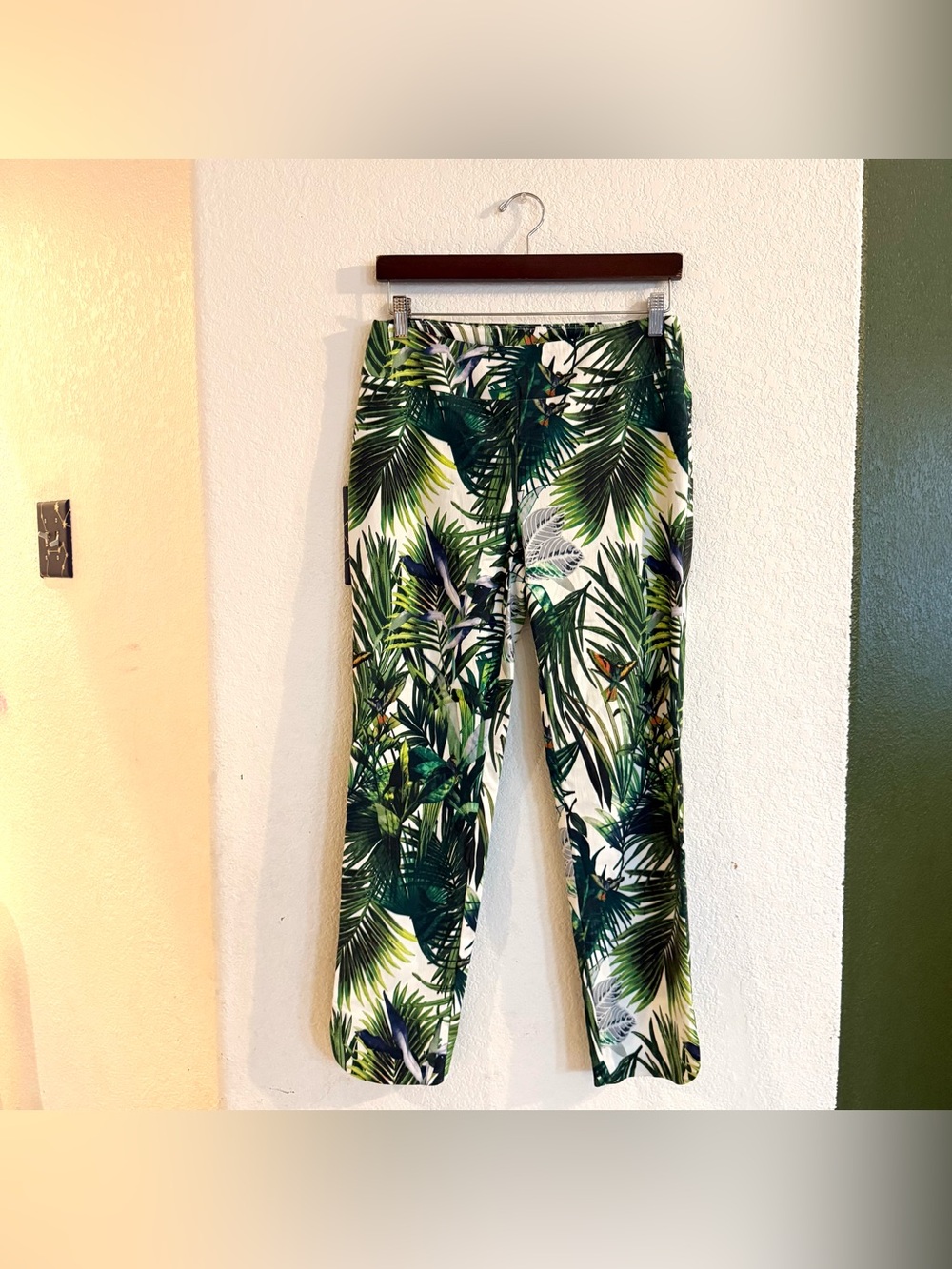 Soft Surroundings Womens Pants Pretty Palm Tropical Pull On Size Medium